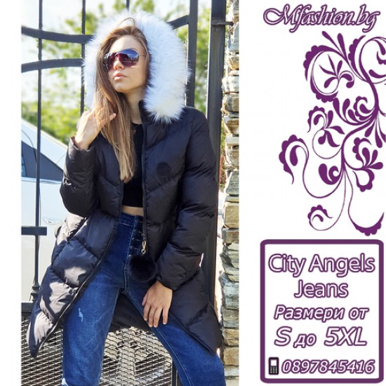 Дълго дамско яке City Angels Jeans, Черно, 6830